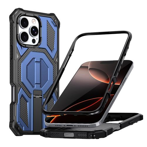 product_image_name-Generic-Iphone 14 Pro Max Heavy-Duty, ShockProof, Military Grade, Rugged Armour Case With MAGSAFE Support And Invisible Foldable Stand - Blue -1