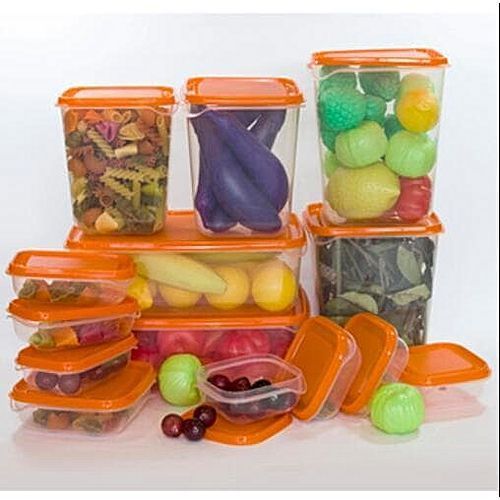 White Label Plastic Storage Bowl Set - 17 Pieces - Orange