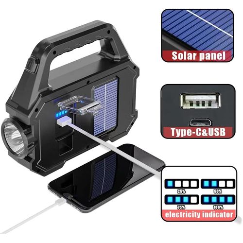 product_image_name-Generic-Portable Handheld Light with Side Light COB Flashlight USB Rechargeable Solar Light-4