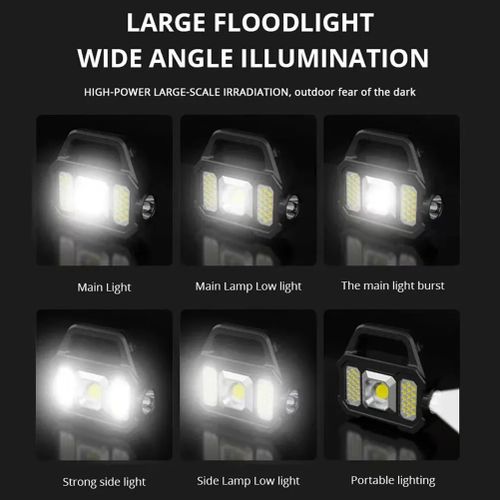product_image_name-Generic-Portable Handheld Light with Side Light COB Flashlight USB Rechargeable Solar Light-7