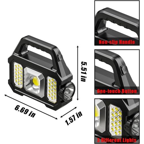 product_image_name-Generic-Portable Handheld Light with Side Light COB Flashlight USB Rechargeable Solar Light-8