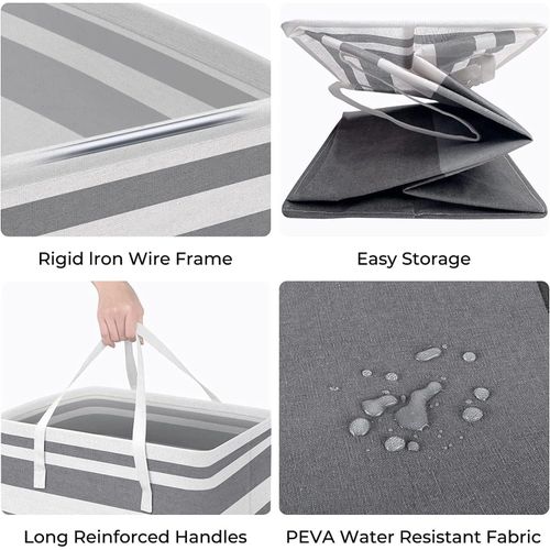 product_image_name-TodyJeyHo-Large Laundry Basket, 2 Pack Collapsible Laundry Bag with Extended Handles, Waterproof Laundry Hamper, Freestanding Laundry Hamper, for Clothes Toys in the Dorm and Family(Gradient Grey, 75L)-3