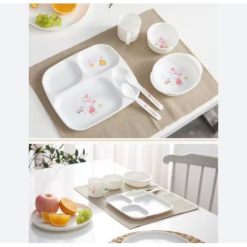 AD GALAXY 6pcs Baby Feeding Tableware Set - White - image 2
