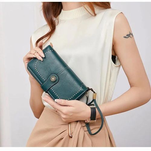 product_image_name-Genetic-High Quality Woman Leather Wallet Card Holder - Green-4