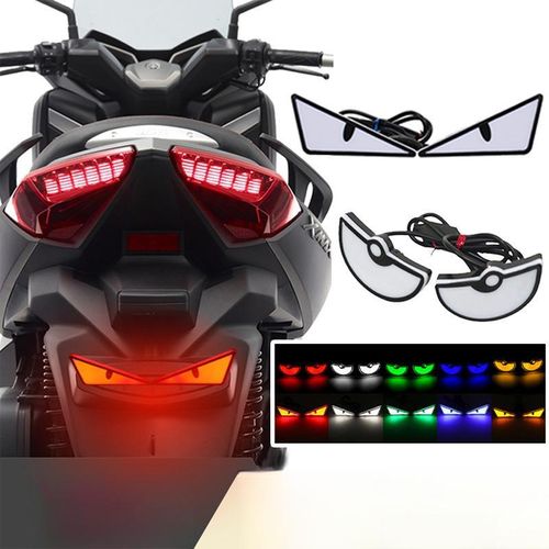 Generic Motorcycle LED Decorative Warning Lights / Triangle Devil Eyes Design / Universal Model Purple Light - image 6