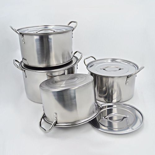 White Label 4Pcs Large Volume Stainless Steel Kitchen Cookware Sets - Silver - image 2