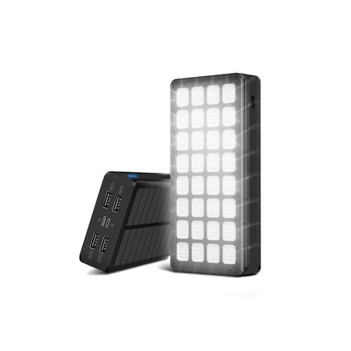 product_image_name-White Label-10000mAh Solar Power Portable Charger 32LEDs Power Bank with 4 Output and 2 Input (L17.2 x W8.5 x H2.8)cm / (L6.8 x W3.3 x H1.1)inch - Black-1