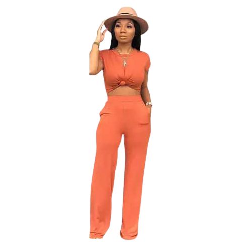 Shop Generic Casual Crop Top Jumpsuit - Orange Online | Jumia Ghana