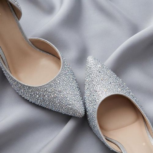 Fashion Women's Elegant Crystal Rhinestone Slingback High Heels - Silver - image 3