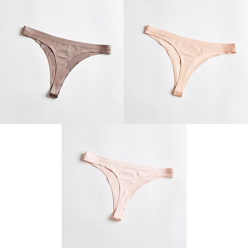 Shop Generic 3Pcs Women's Seamless Underwear For Women Sexy Sports Panty  Female T_back G_string Ice Silk Ladies Underpants BANNIROU(#coffee nude  pink) Online
