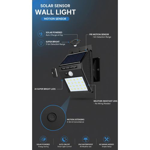 Generic 0.55W Solar Motion Sensor Wall Light 20 LED Outdoor Security Lamp - image 3
