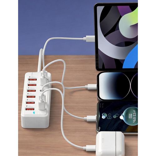 Beqqk 12-Port USB Fast Charging Station - 6×Type-C PD + 6×USB-A Ports,Can Use for Multiple Devices