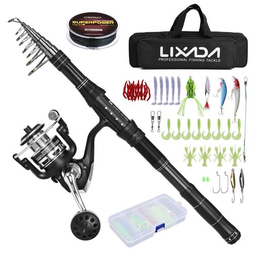 Shop Lixada Fishing Rod and Reel Combos Telescopic Fishing Pole