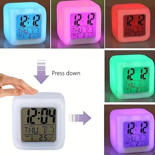 product_image_name-Generic-LED digital alarm clock in a mini cube shape, with colored lights, multi-functional alarm clock featuring calendar and temperature display-1