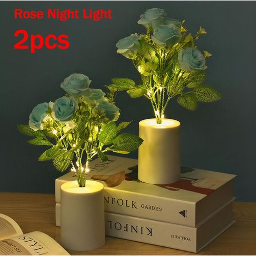 product_image_name-Generic-2 Pack - Potted Rose Night Light/Artificial Flower with LED Light/Desktop Mini Decorative Potted Flower-1