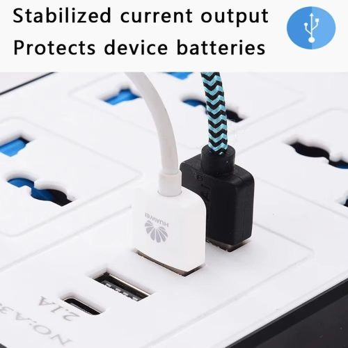 Generic 3-meter long universal plug power multi-splitter, British standard socket, power plug extension cord, USB TypeC port charging, power board socket - image 2