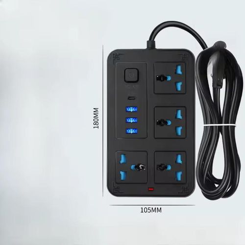 Generic 3-meter long universal plug power multi-splitter, British standard socket, power plug extension cord, USB TypeC port charging, power board socket - image 4