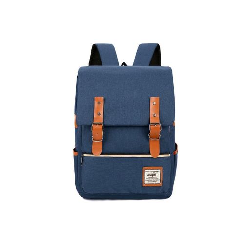 product_image_name-White Label-3 Pcs Travel Business Bag Set Laptop Travel Flap Backpack With USB Charging Port & Water Bottle Holder - Dark Blue-4