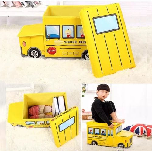 product_image_name-Generic-Children's School Bus Stool, Folding Storage Stool, Clothing Toy Storage Box-1