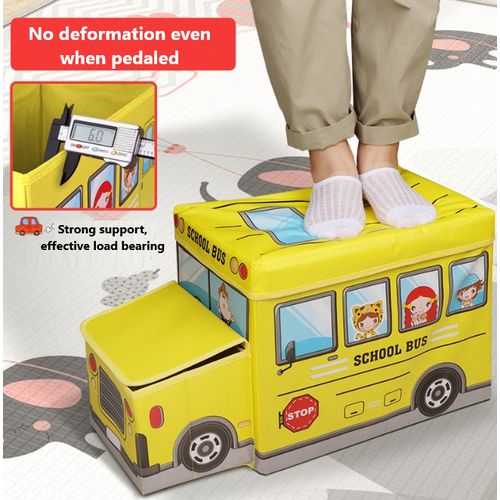 product_image_name-Generic-Children's School Bus Stool, Folding Storage Stool, Clothing Toy Storage Box-3