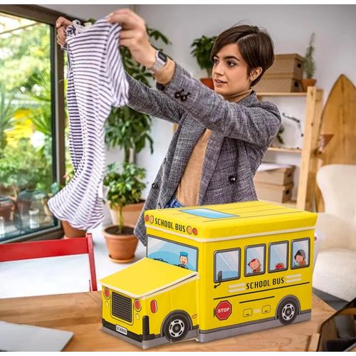 product_image_name-Generic-Children's School Bus Stool, Folding Storage Stool, Clothing Toy Storage Box-7