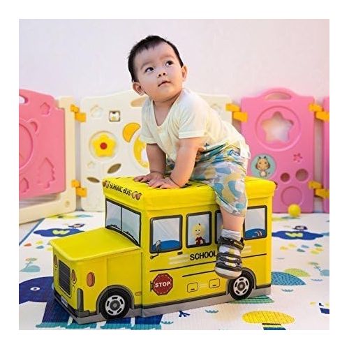 product_image_name-Generic-Children's School Bus Stool, Folding Storage Stool, Clothing Toy Storage Box-8
