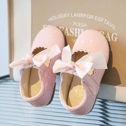 product_image_name-Fashion-Baby Girls Shoes Cute Bow Patent Leather Princess Shoes Kids Gilrs Dancing Shoes First Walkers - Pink-1