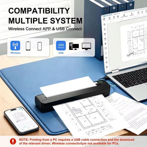 Generic Portable Inkless Thermal Printer + Free 100 sheets pack(A4 Thermal paper) - image 2