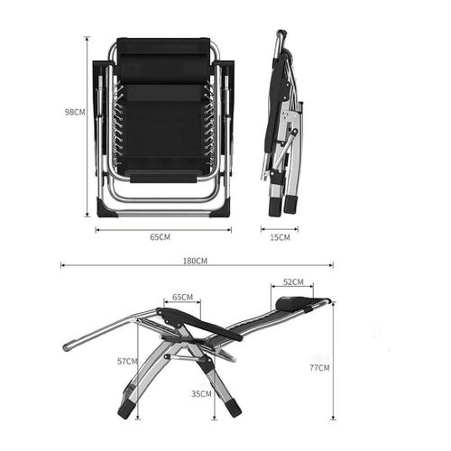 product_image_name-White Label-Zero Gravity Chairs Heavy Duty Extra Wide Sun Lounger 72cm /28" Portable Folding Lawn Recliner Comfy Stable Sun Lounger Garden Chairs - Grey-3