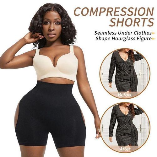 product_image_name-Generic-Women’s Compression Shorts, Black – High-Waist Tummy Control Sports Shorts-1