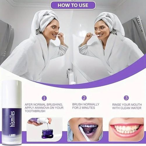 Hismiles Purple Whitening Toothpaste Deep Cleaning Stain Removal 30ml - image 4