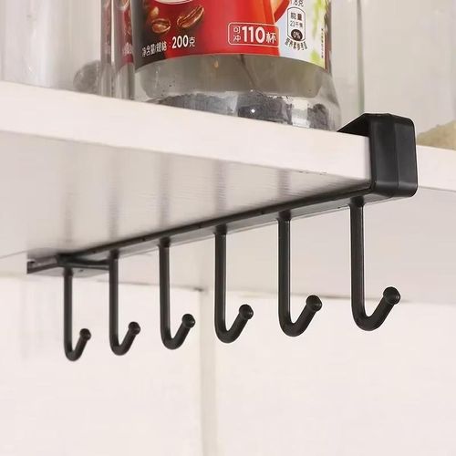 product_image_name-Generic-6 Hook Coffee Cup Mug Holder Plastic Cabinet Kitchen Storage Rack Multifunction Hook organizer -4