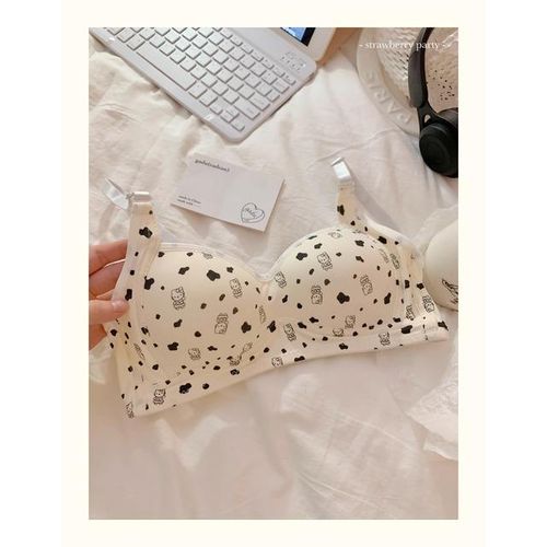 Shop Generic Cute Little Milk Cat Printing Girls Underwear Female Gathered  Without Steel Ring Bra Thin Gathered Comfortable Lingerie Online