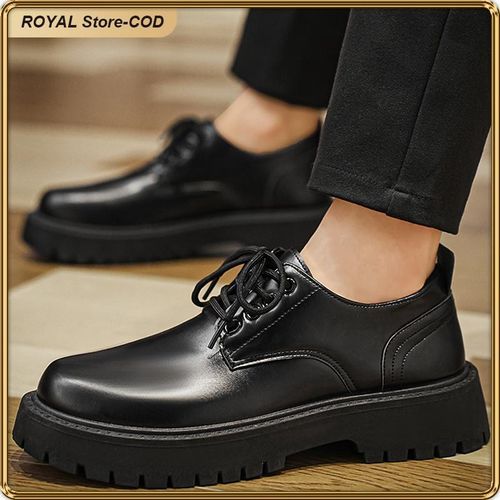 product_image_name-ASHION-Men's Matte Black Leather Shoes ? Anti-Slip Elevated Sole, Formal & Casual Look - Black - EU 41-3