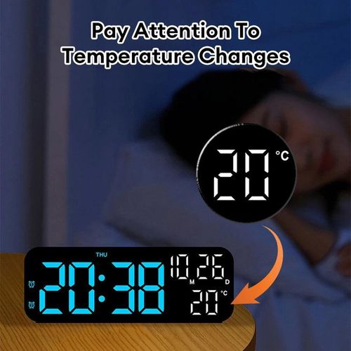 product_image_name-Generic-Dual Display Digital Clock Voice Control Multifunction LED Electronic Alarm Clock with Countdown Timer and Temperature Display (Black with Blue Light)-7