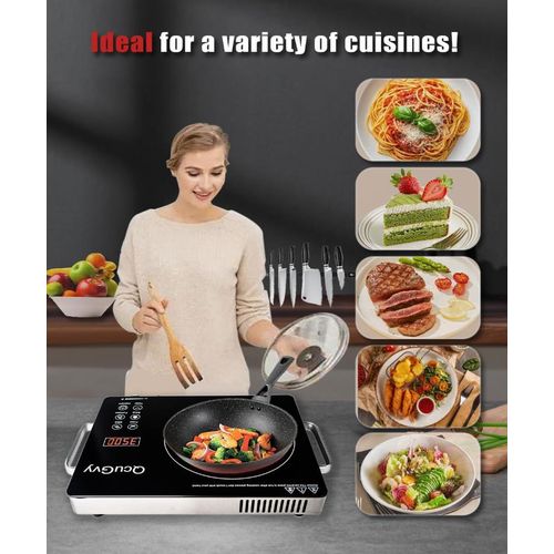 product_image_name-LICUE-Portable Infrared Burner 3500 Electri Burner with 3 Hours Timer-Electric Hot Plate Touch Control Panel Adjustable Heating Power Glass Plate Electric Cooktop for Cooking (Black)-6