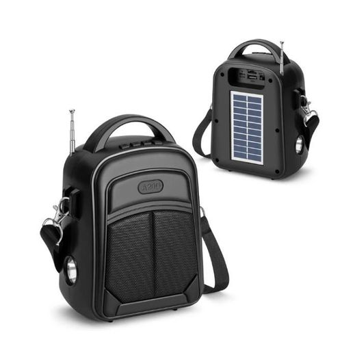 product_image_name-AD-Solar Rechargeable Radio,Fm, Flash Light, Bluetooth Speaker - Black -2