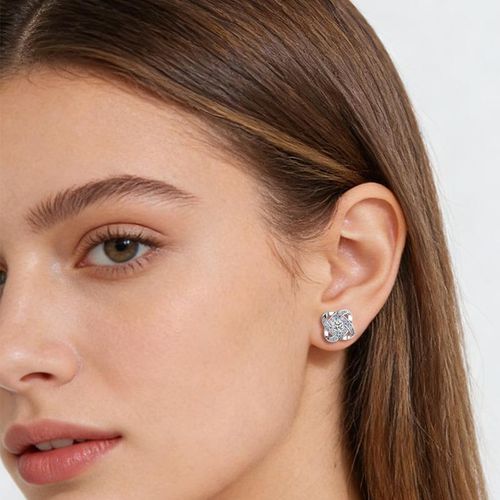 product_image_name-Fashion-2 Pairs Premium Silver Diamond Stud Earrings Set - Luxury Fashion Jewelry-6