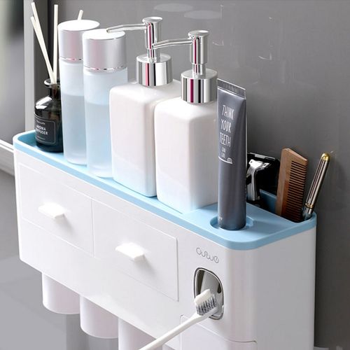 Bathroom Magnetic Inverted Toothbrush Holder Automatic Toothpaste Squeezer