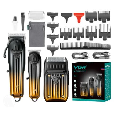 product_image_name-Generic-VGR 644 Hair Clippers for Men Professional, Cordless Beard Trimmer & Electric Razor Shavers for Men, Rechargeable 3 Piece Barber Hair Cutting Kit LED Display-1