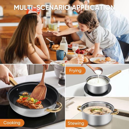 product_image_name-Generic-Cookware Sets,Stainless Steel Cooking Pot Set, Multicolor, Classic Design, Glass Cover, Stainless Steel Handle, Includes 16/18/20/22/24/24cm Pots-2