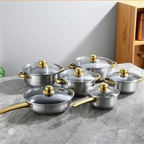 product_image_name-Generic-Cookware Sets,Stainless Steel Cooking Pot Set, Multicolor, Classic Design, Glass Cover, Stainless Steel Handle, Includes 16/18/20/22/24/24cm Pots-8
