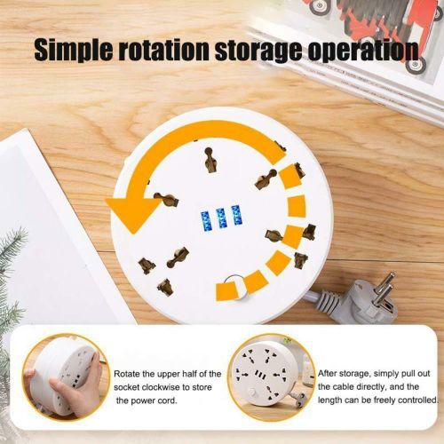 product_image_name-Generic-Circular Power Extension Board With Usb Cable Plug 3m - White-2