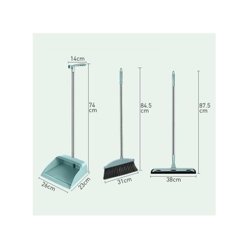 product_image_name-Generic-Household Broom Dustpan Set Soft Bristle Broom + Dustpan + Floor Squeegee Tools Set - Blue-2
