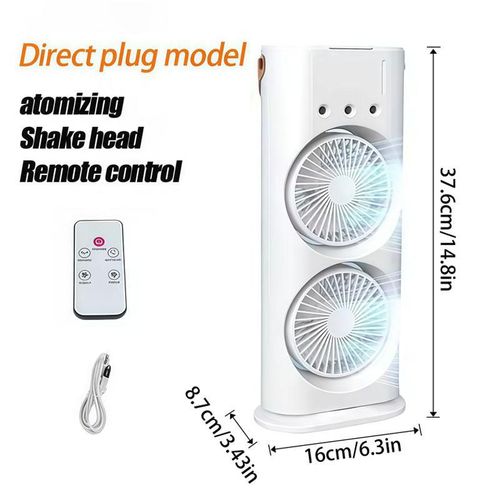 product_image_name-Generic-Three-hole large spray double-head humidification fan-with remote control air conditioning table fan-3 In 1 Portable Rechargeable Air Cooler Humidifier Fan-2