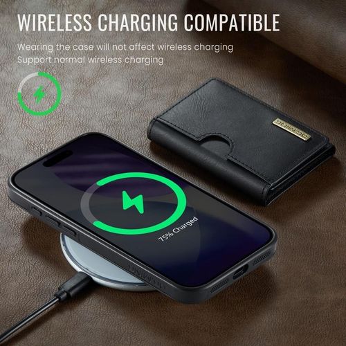 product_image_name-Generic-Iphone 17 Pro Max High Quality Leather Case, Magsafe Wireless Charging Support With Magnetic Wallet - Black -4