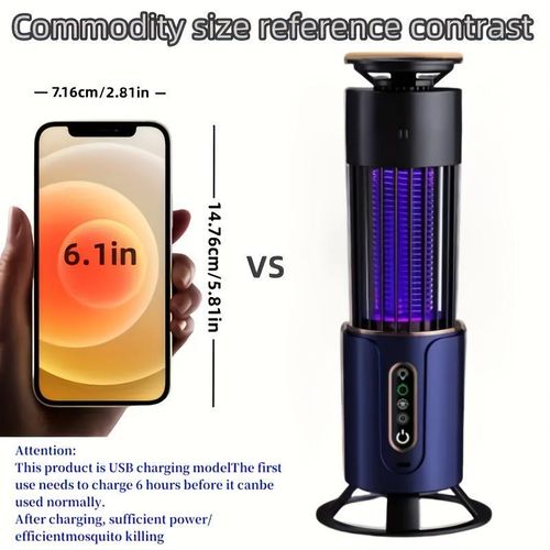 product_image_name-Generic-USB Rechargeable Mosquito Killer Lamp, Gray Multi-Functional Insect Repellent with Hanging and Stand Design, Suitable for Bedroom, Office, Outdoor Use-5