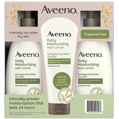 product_image_name-Generic-Aveeno Daily Moisturizing hydrating Body Lotion Set - 3-Pack With Prebiotic Oat  (Fragrance Free)-1