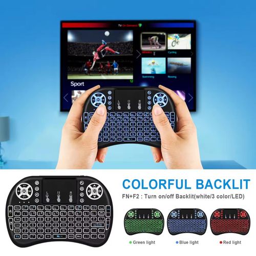 product_image_name-Generic-I8 Mini Wireless Keyboard with RGB Backlight, 2.4GHz Wireless Mouse, Touchpad on Keys, Portable Version, Android TV Box-1