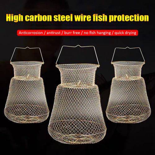 Shop Generic Metal Foldable Wire Fishing Cage Steel Net Fish Basket for  Outdoor Crab Trap Cage Lobster Storage Basket Fishing Tackle Tools Online